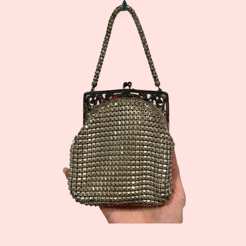 Vintage 20’s-30’s Whiting & Davis Silver Metallic Mesh Mini Bag Edwardian